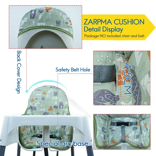 Vista 2 de ZARPMA Fundas de asiento de algodón para silla alta IKEA Antilop, superficie de algodón y acolchado, diseño de bosque plegable para silla de bebé