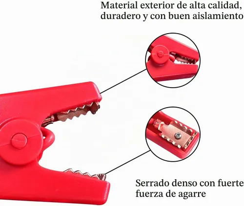 Vista 3 de Pinza de cocodrilo de reemplazo de conector EC5 de 10AWG, cable de arranque de EC5 con abrazaderas de batería, cable de puente de emergencia de 12V