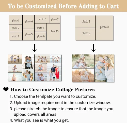 Vista 4 de Personaliza tus fotos sobre lienzo, impresiones artísticas personalizadas para pared, fotos familiares, de boda, bebé, mascota, collage de múltiples