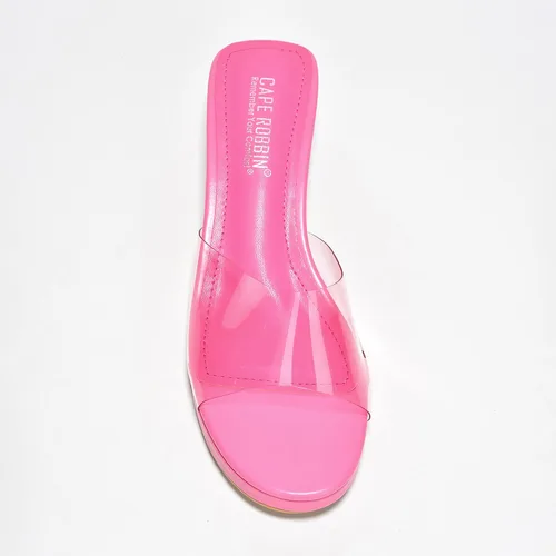 Vista 4 de Cape Robbin Anjelic - Sandalias transparentes de tacón bajo para mujer, con punta abierta redonda transparente