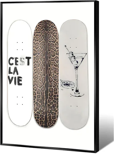 Vista 12 de Arte de pared con estampado de leopardo y estampado de leopardo de color rosa, diseño de guepardo blanco y negro, decoración de lienzo de lujo