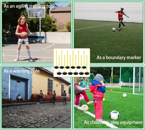 Vista 6 de Juego de bastones de agilidad de fútbol Desmontable Deportes Entrenamiento Speed Pole Slalom Poles con Base de goma Equipo de Traning Deportivo