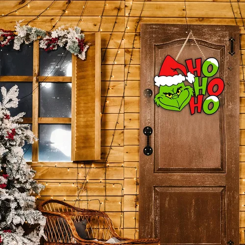 Vista 3 de Letrero de Puerta de Navidad Letrero de Madera de Navidad Colgador de Madera de Navidades para Decoración de Puerta Delantera Exterior