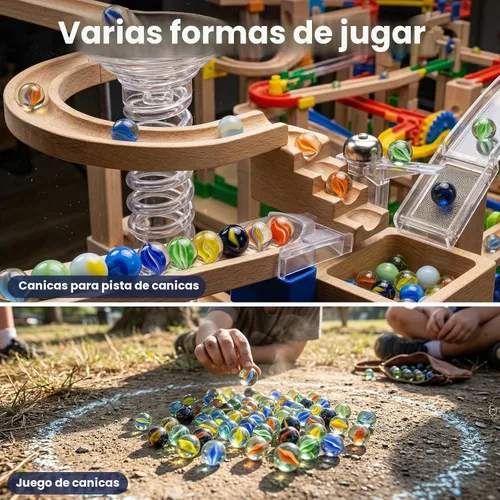 Vista 4 de Poplay - 50 hermosas canicas para jugar, varios colores (1 silbato gratis) Canicas para niños, accesorios de juegos de mármol, bricolaje