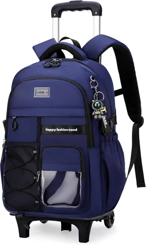 Vista 8 de MITOWERMI Mochila con ruedas para niñas y niños, Negro de 2 ruedas, Mochilas Daypack