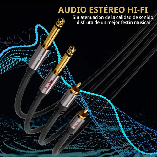 Vista 3 de Cable RCA a 1/4 de pulgada de 4 pies, cable de interconexión de audio estéreo dual TS de 1/4 de pulgada a RCA dual, 23 AWG, 0.079 x 0.250 in