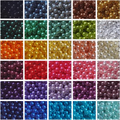 Vista 2 de Inspirelle 5400 piezas Cuentas de perlas de 4 mm 30 colores Cuentas de plástico para hacer joyería y manualidades