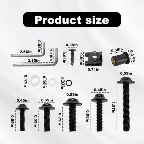 Vista 2 de Kit de pernos de carenado de 177 piezas, tornillos para parabrisas de motocicleta M5 M6, tornillos universales de carenado de motocicleta, tornillos