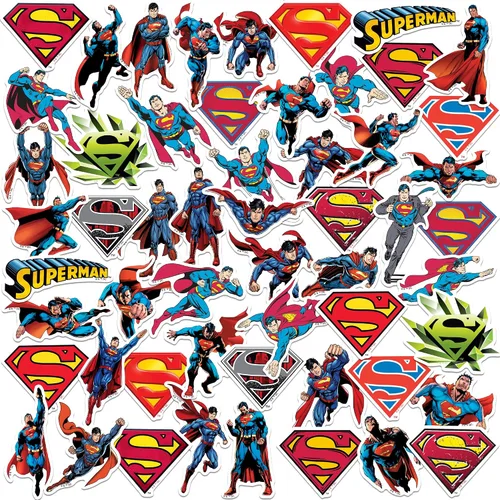 Vista 7 de Superman Character Poses - Paquete variado de 100 calcomanías de vinilo troqueladas, calcomanías de acción de superhéroes DC para laptop, botella