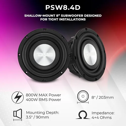 Vista 2 de DS18 PSW10.2D Subwoofer de montaje superficial (8" Dual 4 Ohm)