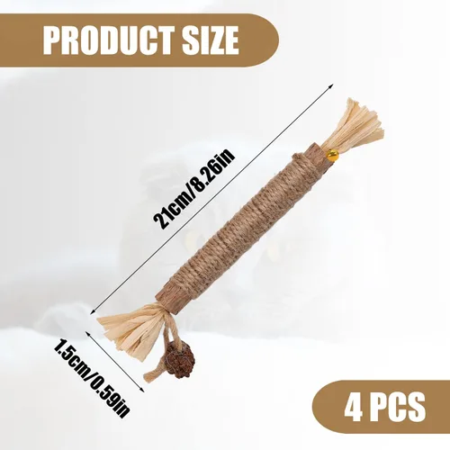 Vista 2 de KINBOM 4 piezas de juguetes masticables para gatos naturales Silvervine Dental Chew Sticks limpieza dientes masticar hierba gatera juguetes