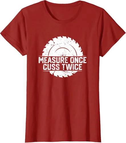 Vista 45 de Measure Once Cuss Twice, divertida camiseta de regalo para carpintería, Negro, S