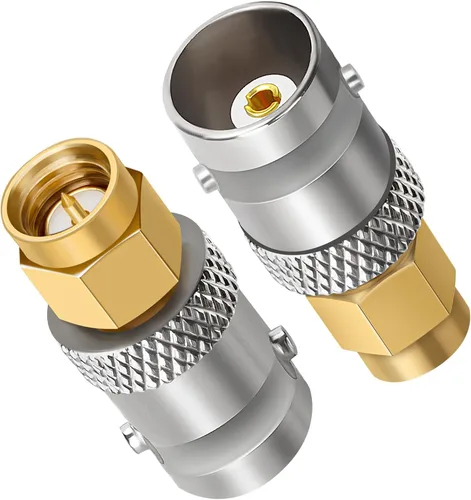 Vista 9 de Adaptador SMA a BNC, 2 unidades, SMA hembra a BNC macho RF coaxial de antena coaxial Conector convertidor de extensión de baja pérdida para BNC