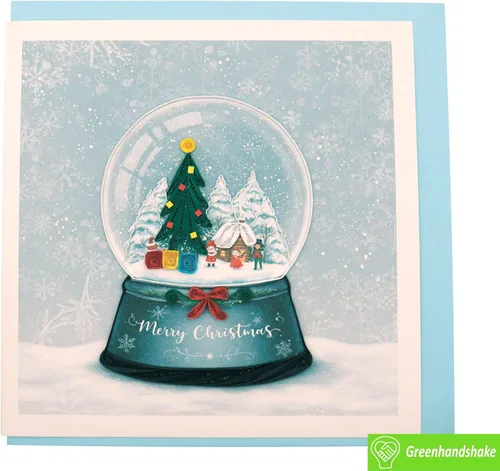 Vista 5 de Globo de nieve de Navidad, tarjeta de Navidad con filigrana - Arte único dedicado hecho a mano, tarjeta de felicitación de diseño para toda ocasión