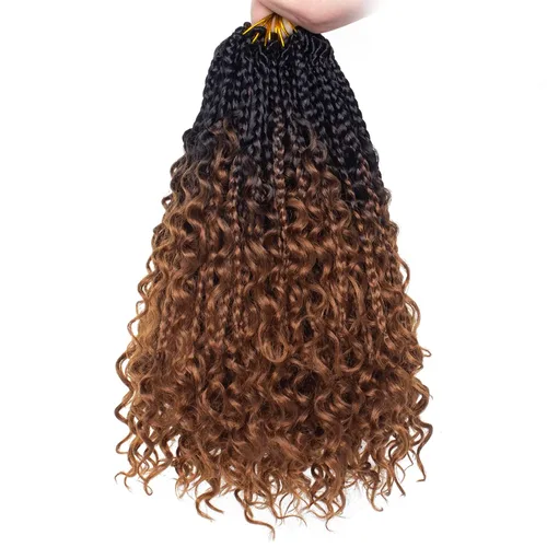 Vista 27 de Unionbeauty - 8 paquetes de trenzas bohemias de diosa en caja, de ganchillo de pelo para mujer negra, 8 pulgadas de trenzas de caja bob bohemias