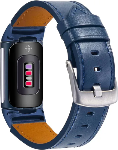 Vista 8 de Leather Bands Compatible with Fitbit Charge 5,Replacement Genuine Leather Straps for Women Men,Soft Leather Adjustable Watch Band Replacement