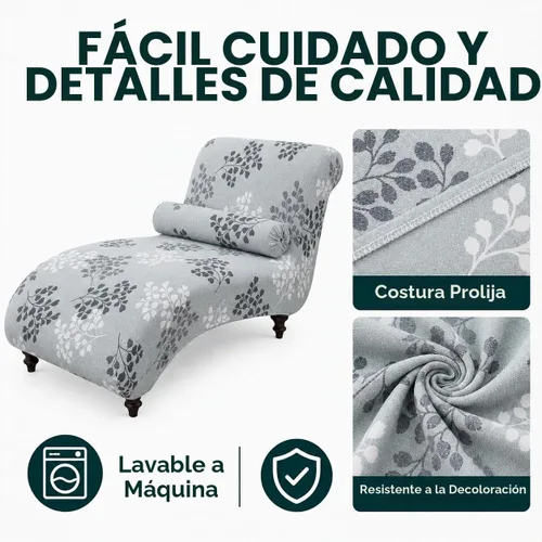 Vista 6 de Funda Impresa para Chaise Lounge sin Brazos Interior Funda Elástica para Silla para Sala de Estar Dormitorio Funda Elástica sin Brazos para Chaise