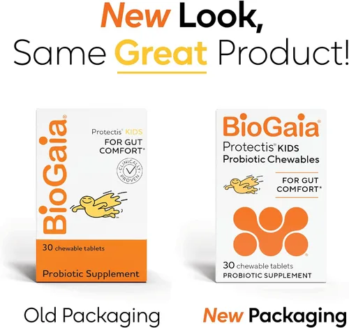 Vista 2 de Comprimidos masticables BioGaia Protectis para niños pequeños, niños y adolescentes, dolor de estómago ocasional, estreñimiento, diarrea