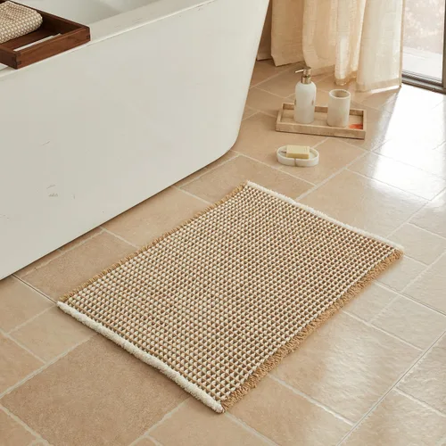 Vista 33 de Triohero Tapete de baño con diseño de gofre, tapete de baño pequeño y bohemio, antideslizante, lavable, ultra suave, súper absorbente, de secado