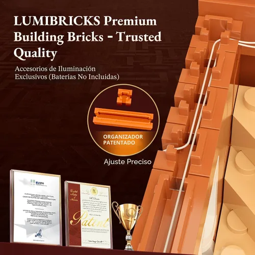 Vista 5 de LUMIBRICKS Redbrick Row House Lighting - Juego de ladrillos de construcción – Kit de exhibición de colección de modelos de construcción modular