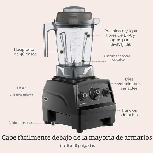 Vista 4 de Vitamix Licuadora E310 Explorian, grado profesional, autolimpiante, contenedor de 48 onzas, negro