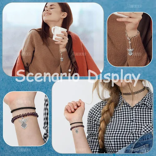 Vista 8 de AUEAR, Colgantes de plata antigua con dijes de ángel para hacer joyas de bricolaje, collar y pulsera