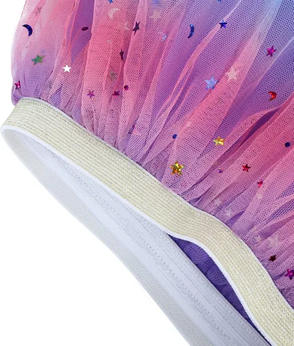 Vista 4 de Zando Falda tutú brillante en capas para niñas pequeñas vestido de baile de ballet falda de tul de lentejuelas para niños disfraz de Halloween