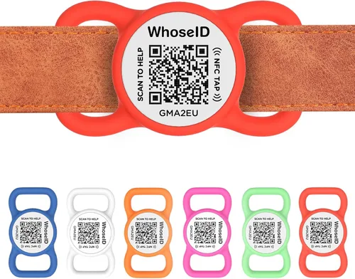 Vista 14 de Etiqueta para perro con código QR con NFC, etiqueta de identificación personalizada de mascota, etiqueta de identificación de perro de silicona