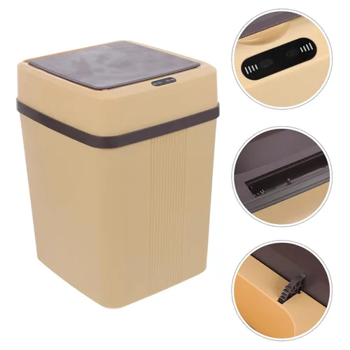 Vista 4 de Cubo de basura automático sin contacto inteligente con modos, contenedor de basura de plástico a pilas para cocina, oficina, baño, sensor sin