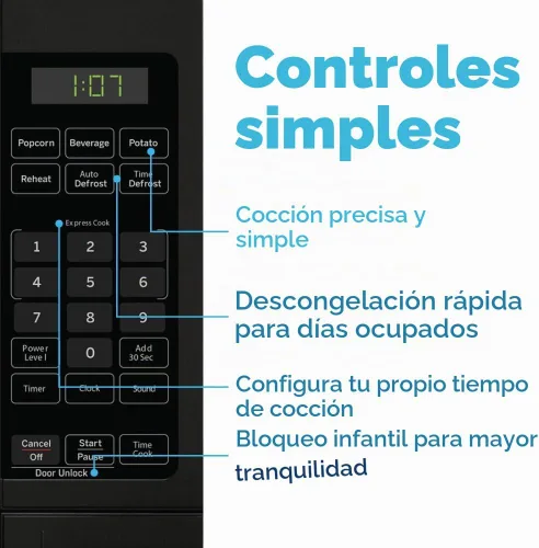 Vista 4 de [Usado] GE GCHK07N1WBB - Horno microondas para encimera, 700 vatios, 0.7 pies cúbicos, negro, GCHK07N1WBB