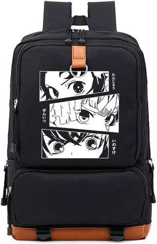 Vista 5 de DIOMMELL Mochila de anime con capacidad de lona para laptop espaciosa con ojos de manga