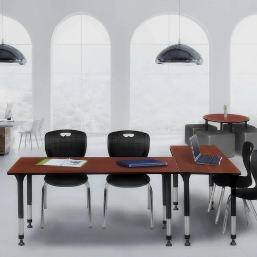 Vista 2 de Regency Kee - Juego de mesa de aula ajustable en altura con dos sillas Andy de 18 pulgadas, 66 x 30 pulgadas, cereza/negro