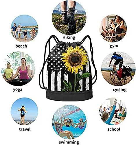 Vista 6 de Mochila con cordón a granel para gimnasio, yoga, deportes al aire libre