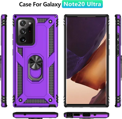 Vista 4 de Androgate - Funda para Galaxy Note 20 Ultra (no compatible con el Note 20) con protectores de pantalla HD, funda Androgate con soporte de anillo