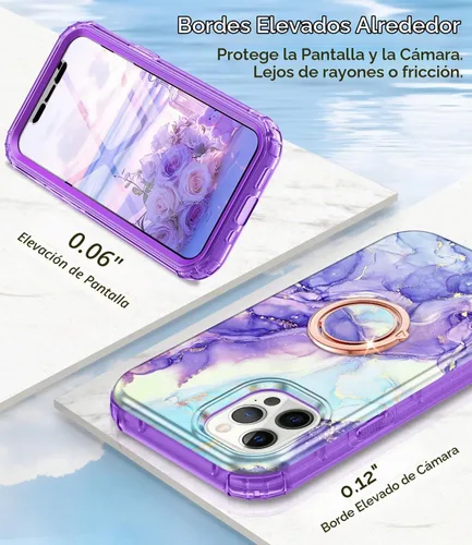 Vista 3 de Btscase Funda para iPhone 12 Pro Max de 6.7 pulgadas, protector de pantalla integrado con soporte de anillo de 360°, cuerpo completo de doble capa
