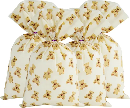 Vista 28 de 100 bolsas de celofán, bolsas de celofán transparente impresas con estrellas doradas de 3 x 5 pulgadas, 100 lazos giratorios, para envolver regalos