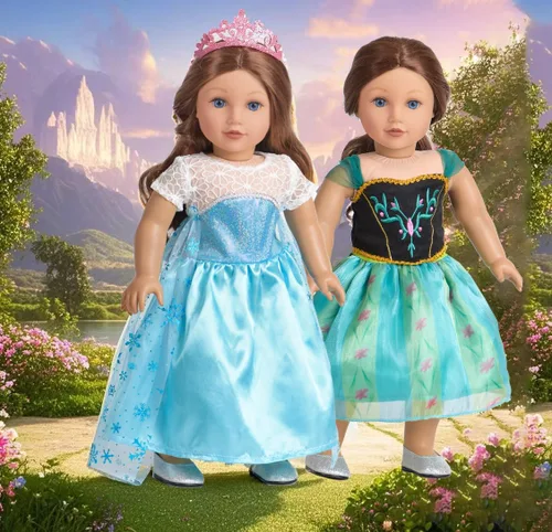 Vista 3 de Ropa de muñeca de 18 pulgadas, 6 juegos de vestidos de princesa, accesorios para disfraz de Jasmine Aurora Belle Blancanieves para muñecas de 18