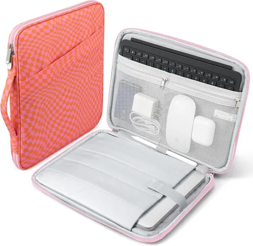 Vista 9 de TiMOVO Laptop Sleeve 13.3-14 Inch for MacBook Neo/Air/Pro, Khaki Checkered Cream Khaki Checkered