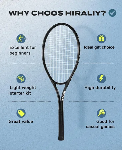 Vista 7 de HIRALIY Juego de raquetas de tenis de 27 pulgadas para adultos, raquetas de tenis preencordadas para 2 jugadores, 2 cintas de sobreagarre, 3 pelotas
