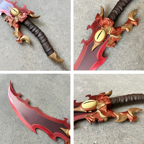 Vista 6 de Espada de Baran de metal de 24.8 pulgadas con soporte de exhibición para colección, versión Cosplay-Eye