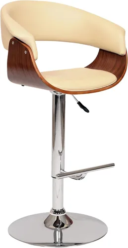 Vista 10 de Armen Living Taburete giratorio Naples en piel sintética negra, madera de nogal y acabado cromado Acabado cromado/negro