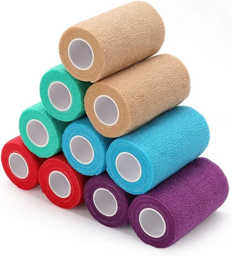 Vista 10 de Lotfancy 10 rollos de envoltura veterinaria autoadhesiva, vendaje cohesivo de 2 pulgadas para el cuidado de heridas, cinta elástica para mascotas