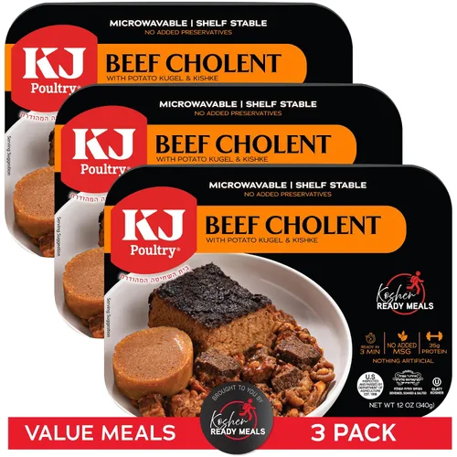 Vista 11 de KJ Poultry Comidas preparadas kosher – Chulent de carne y kugel, MRE comidas de carne listas para comer, comida de shabbos (paquete de 1) preparada