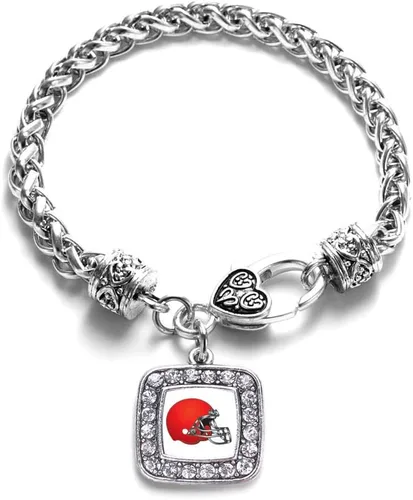 Vista 33 de Pulsera de dijes cuadrados de plata con joyería de circonita cúbica