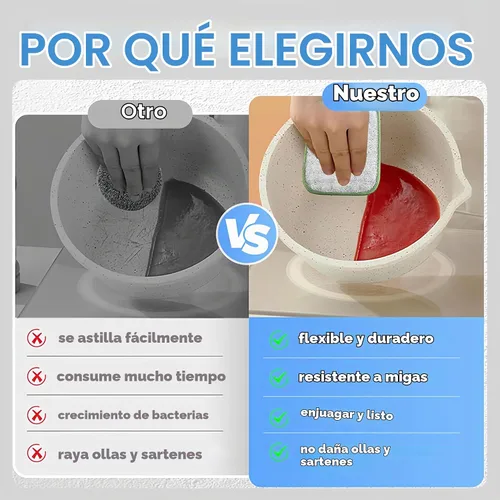 Vista 3 de Trapos multiusos de alambre para lavar platos en seco y húmedo, reutilizable y mejorado de lana de acero de 2 capas, trapos multifuncionales