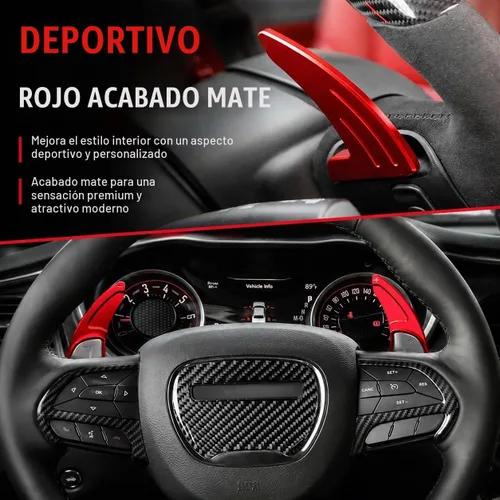 Vista 2 de Extensión de levas de cambio para Dodge Charger, Challenger - Cubiertas de levas de cambio de volante de aluminio billete compatibles con Dodge