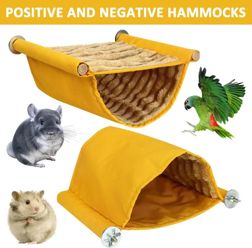Vista 5 de Hamaca cálida para hámster, ratón, rata, columpio colgante, jaula de conejillo de indias, ropa de cama pequeña para mascotas, jaula de doble capa
