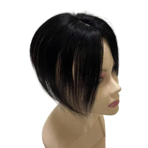 Vista 3 de Anemone Peluca de cabello humano con clip para mujer, 10 pulgadas, parte media, recto, extensiones de volumen para pérdida de cabello suave (negro)
