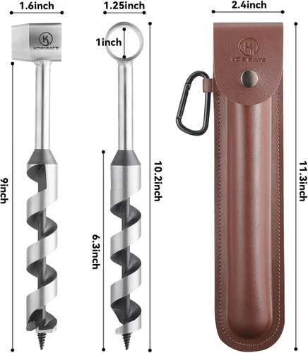 Vista 5 de Kosibate Bushcraft Gear, Llave de Barrena Manual para Facilitar la Perforación de Madera - Llave de Colonos y Herramientas de Bushcraft Perfectas