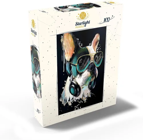 Vista 2 de MyPuzzle Bulldog francés con auriculares - Rompecabezas de 100 piezas premium para adultos